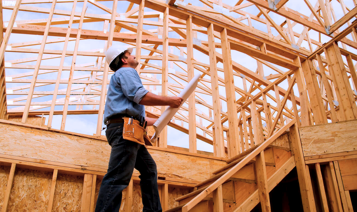 building contractor inspecting site